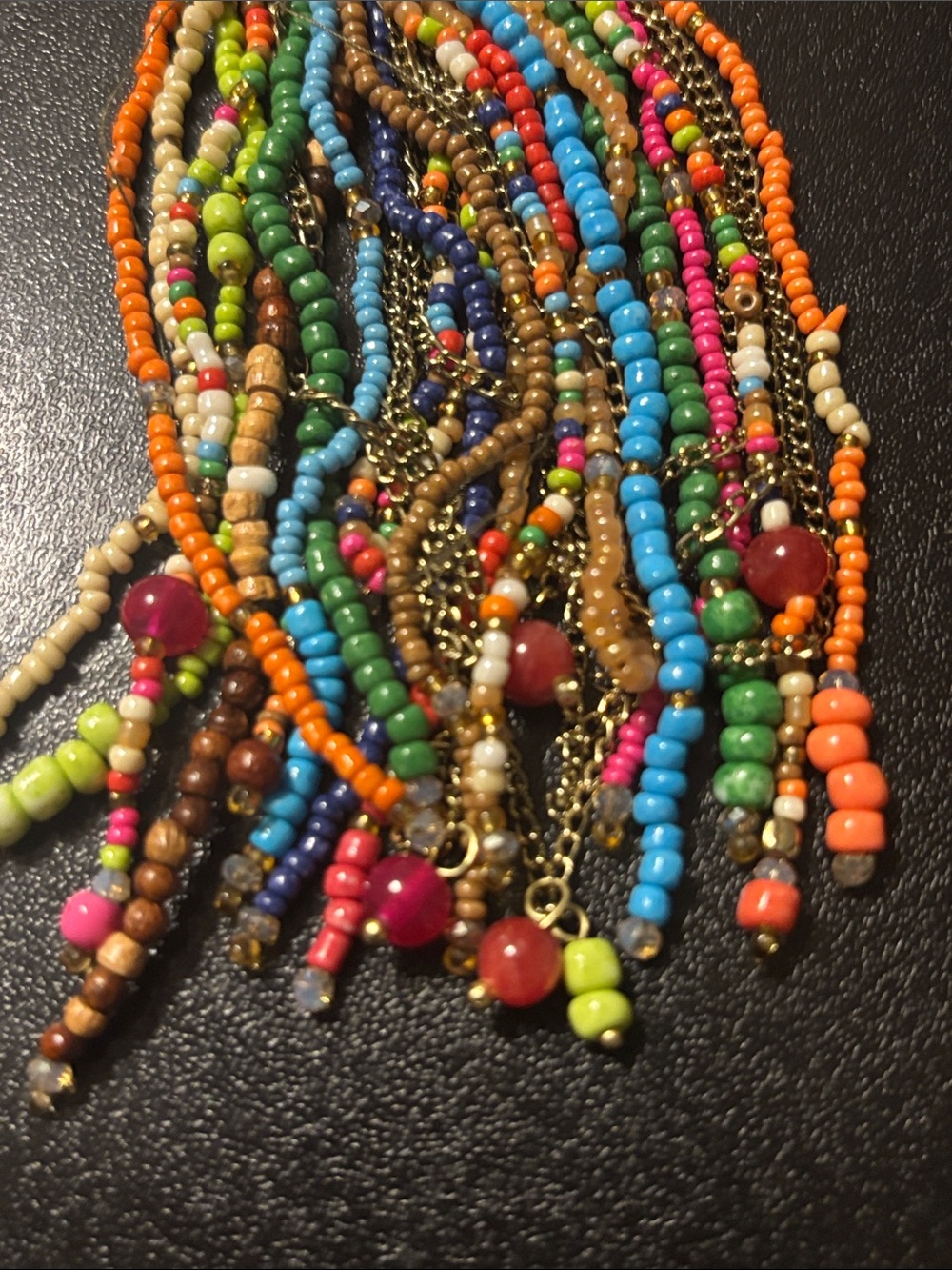 Chico's Multicolor Seed-Bead Tassel Necklace with Gem Pendant - Picture 5 of 16